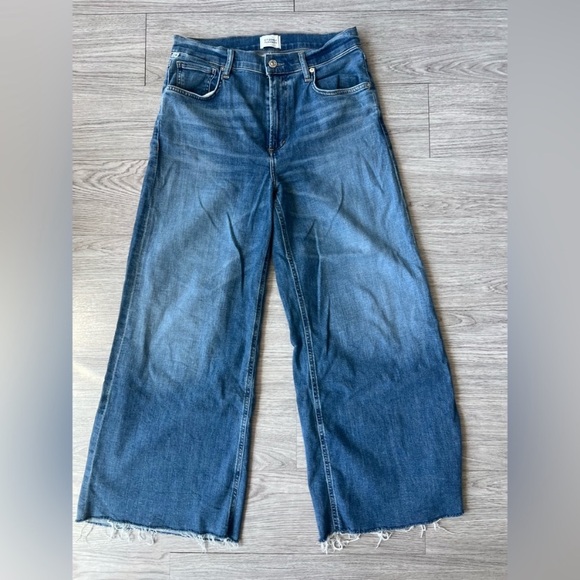 Anthropologie Citizens of Humanity Lyra High Rise Wide Leg Cropped Blue Jeans 29 - Picture 3 of 8